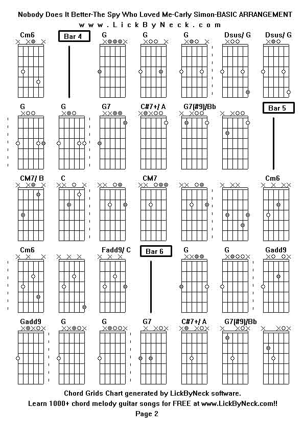 Chord Grids Chart of chord melody fingerstyle guitar song-Nobody Does It Better-The Spy Who Loved Me-Carly Simon-BASIC ARRANGEMENT,generated by LickByNeck software.